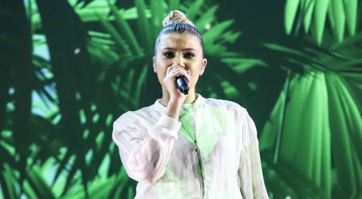 Michela, en el primer ensayo de "Chameleon"