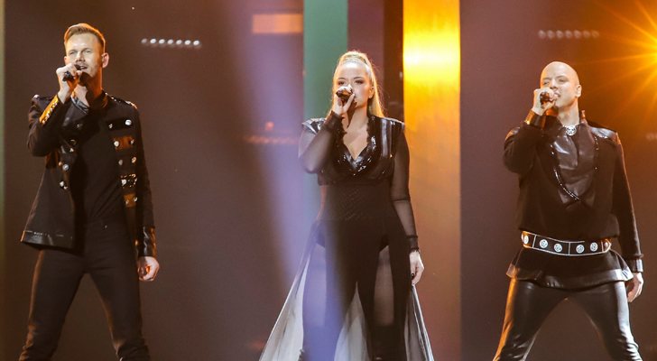 El trío KEiiNO, en el primer ensayo de "Spirit in the Sky"