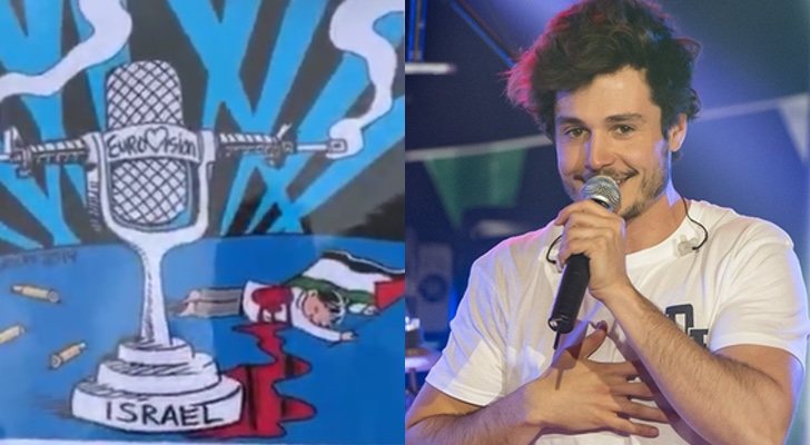 Una de las pancartas de los manifestantes en contra de Israel