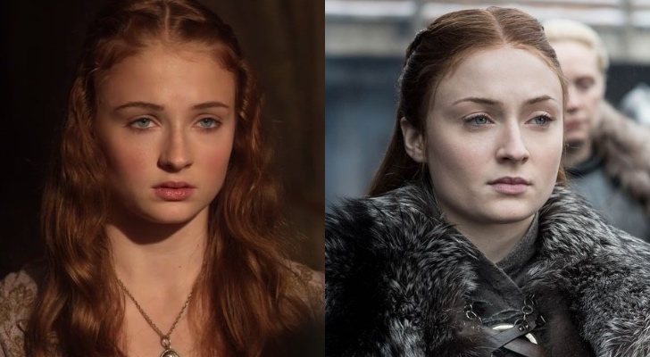 Sansa Stark en la primera y última temporada de 'Juego de tronos'