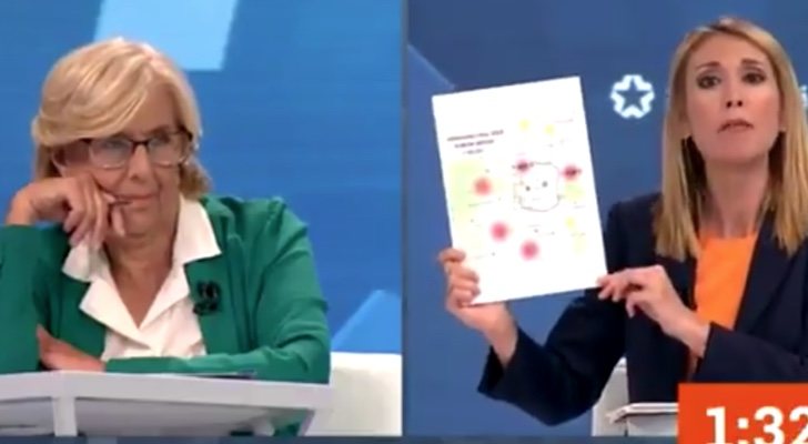 Manuela Carmena y Silvia Saavedra en el debate de Telemadrid 