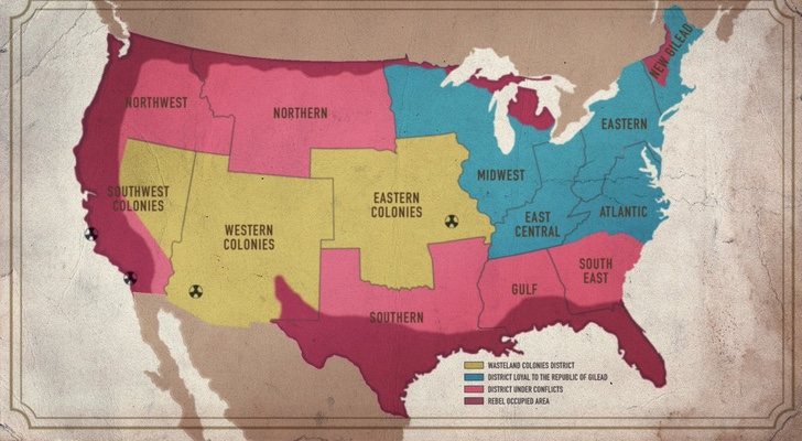 El mapa de Estados Unidos en 'The Handmaid's Tale'