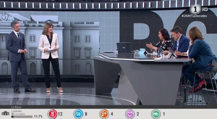 Carlos Fanganillo y Ana Blanco junto algunos de los colaboradores del Especial Elecciones 26-M