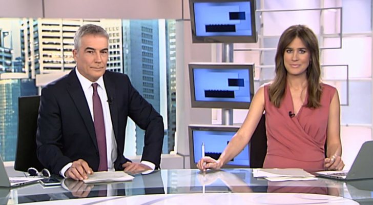 David Cantero e Isabel Jiménez en 'Informativos Telecinco'