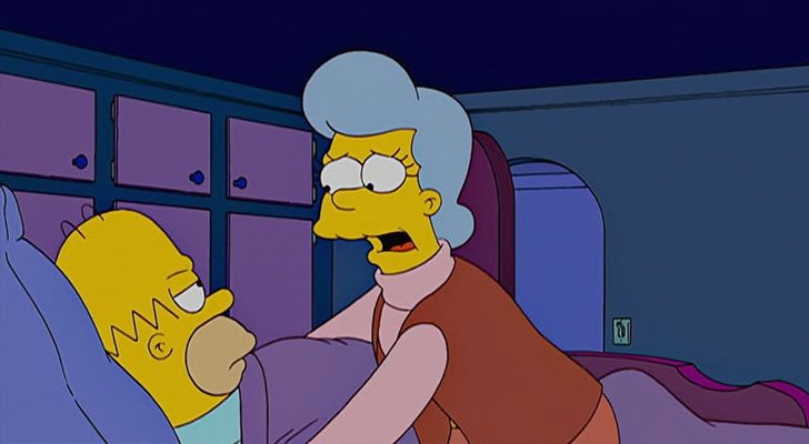 Mona Simpson poco antes de morir de verdad en 'Los Simpson'
