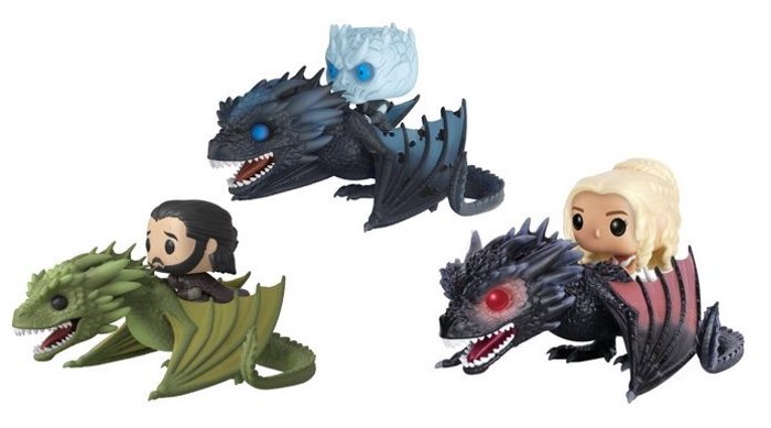 Los tres dragones de 'Juego de Tronos' con sus respectivos jinetes Funko Pop!