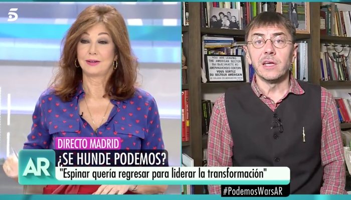 Ana Rosa Quintana y Juan Carlos Monedero, en &#39;El programa de Ana Rosa&#39;