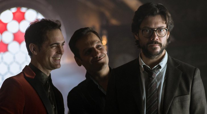 Pedro Alonso, Rodrigo de la Serna y Álvaro Morte en 'La Casa de Papel'