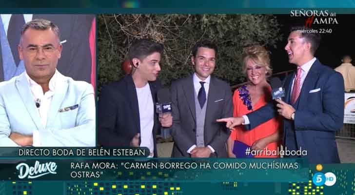 Jorge Javier durante la conexión en directo con Antonio Rossi y Lydia Lozano desde &#39;Sábado deluxe&#39;