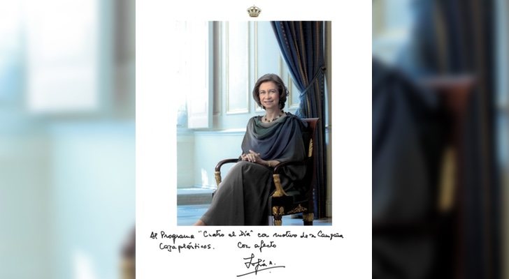 Fotografía firmada por la Reina Sofía para el programa 'Cuatro al día'