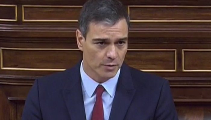 Pedro Sánchez durante su discurso de investidura en el Congreso de los Diputados