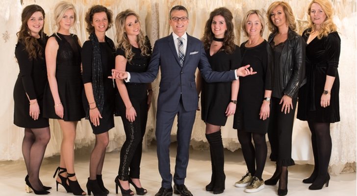 Randy Fenoli con las novias de la segunda temporada de 'Sí, quiero ese vestido: Benelux'
