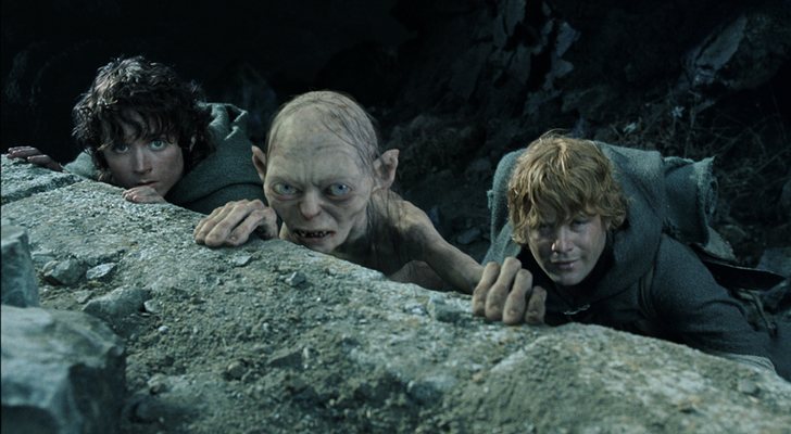 Frodo, Gollum y Sam durante su épico viaje