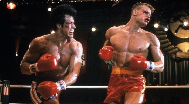 Sylvester Stallone y Dolph Lundgren eran Rocky Balboa y Drago en "Rocky IV"
