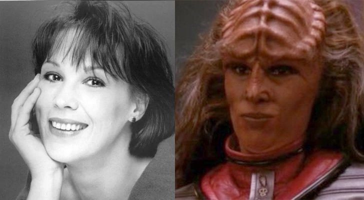 Barbara March y la actriz caracterizada como Lursa en 'Star Trek'