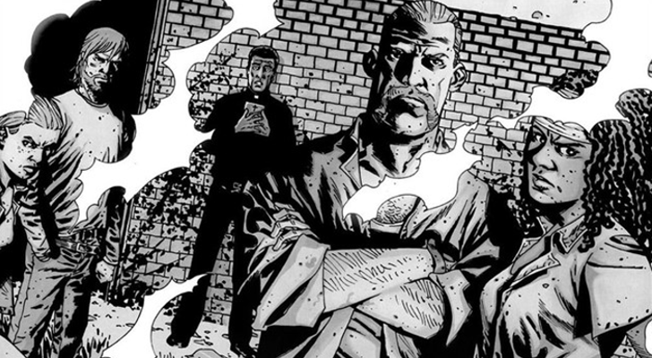Algunos de los protagonistas de "The Walking Dead", tal y como aparecen en el cómic de Robert Kirkman