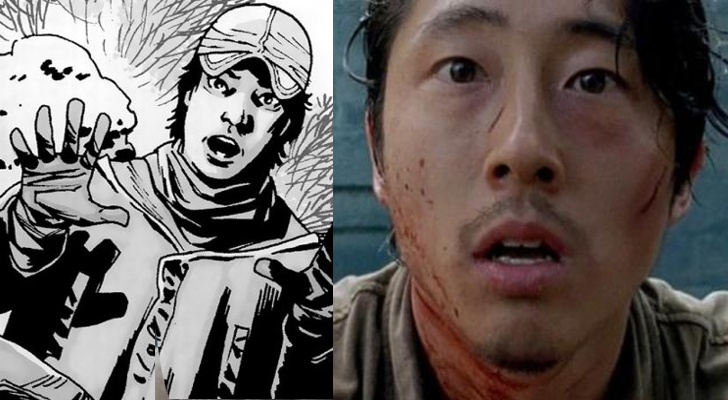 Imágenes de Glenn en el cómic y en la adaptación televisiva de 'The Walking Dead'