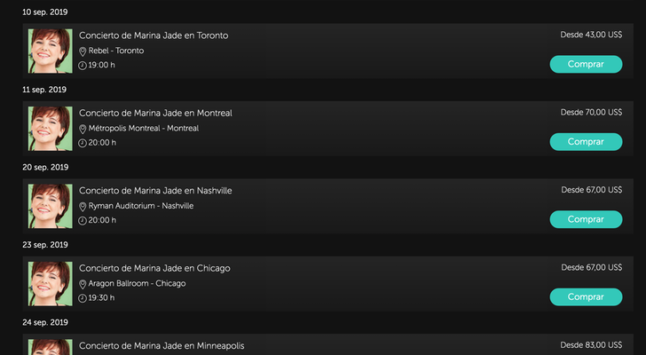 La venta de entradas errónea de Marina Jade