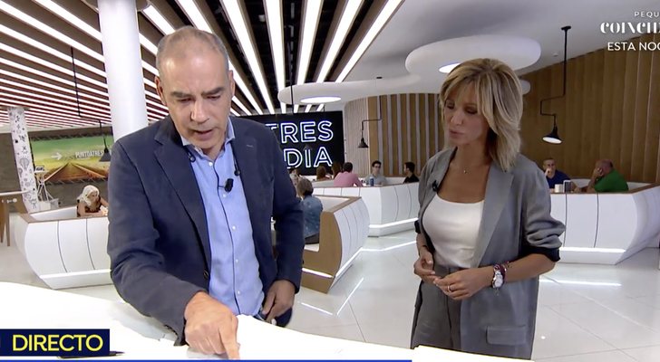 Susanna Griso y Nacho Abad en la cafetería de Atresmedia