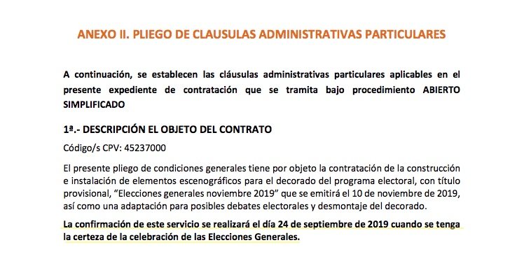 Fragmento del Anexo II del Pliego de condiciones generales