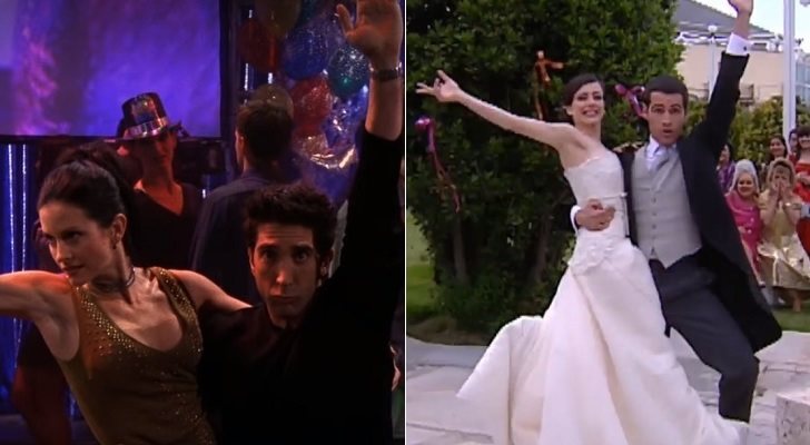 Escena del baile en 'Friends' (izq.) y escena del baile en 'Yo soy Bea' (der.)