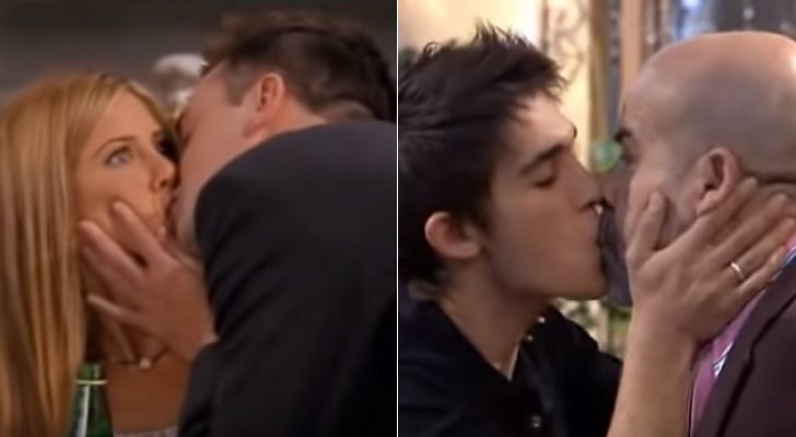 Escena del beso en 'Friends' (izq.) y escena del beso en 'Los Serrano' (der.)