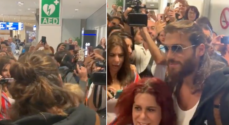 Multitudinario recibimiento a Can Yaman en Atenas (Grecia)