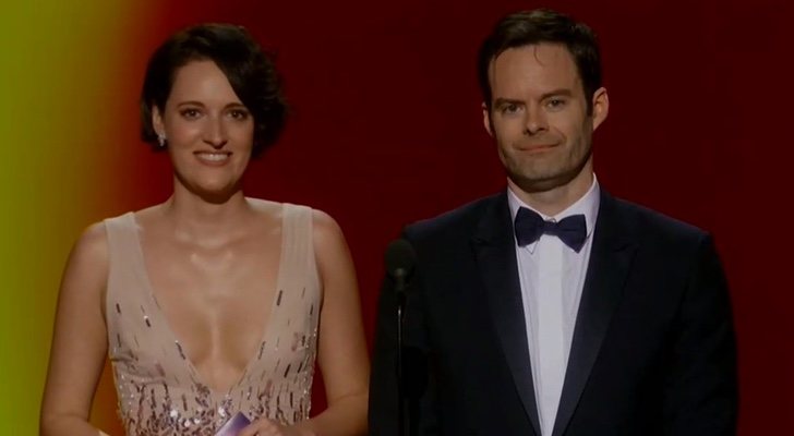 Phoebe Waller-Bridge y Bill Hader, en los Emmy 2019