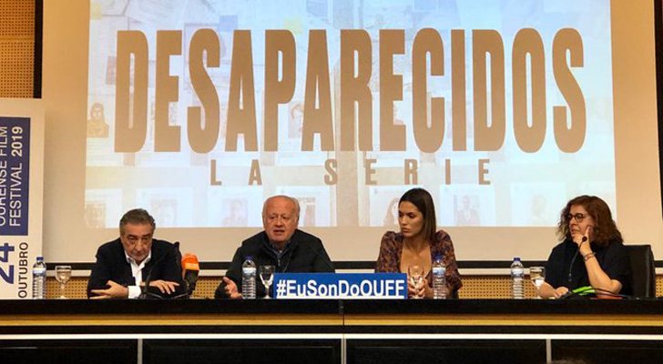 César Benítez, Juan Echanove, Michelle Calvó y Arantxa Écija, en la presentación de 'Desaparecidos'