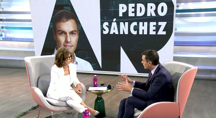 Pedro Sánchez y Ana Rosa Quintana, en 'El programa de Ana Rosa'