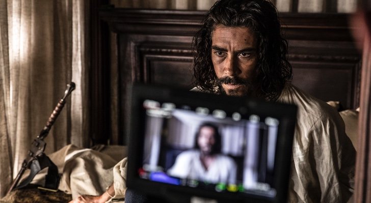 Óscar Jaenada en el rodaje de 'Hernán. El hombre'