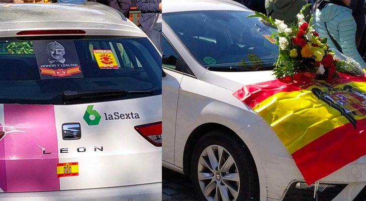 El coche de laSexta apareció con símbolos franquistas