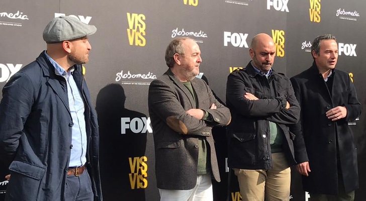Iván Escobar, Javier Méndez, Javier Pons y Vicent Sourdeau en la presentación del rodaje de 'Vis a vis: El oasis'