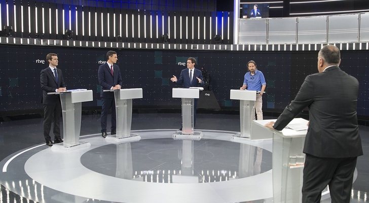 Los candidatos a la presidencia en el anterior debate organizado por RTVE