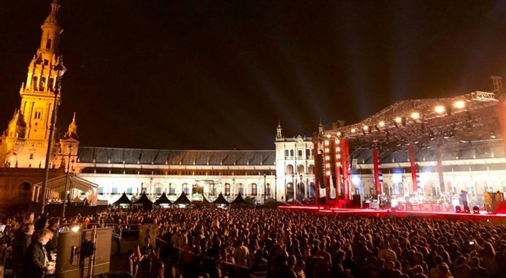 El público del MTV World Stage en la Plaza de España de Sevilla
