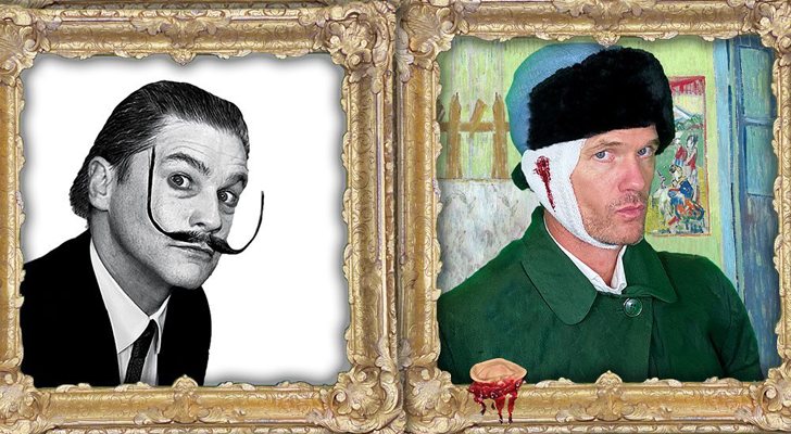 David Burtkat junto a su marido Neil Patrick Harris, caracterizados como Salvador Dalí y Vincent Van Gogh