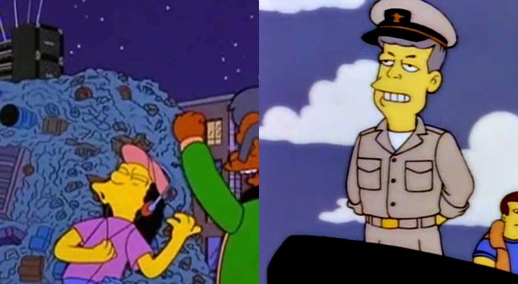 A la dcha., el Muro de Springfield. A la izq., el John F. Kennedy de 'Los Simpson'