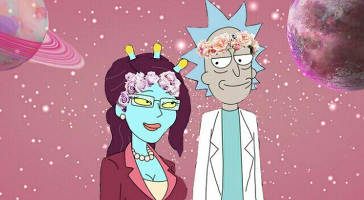 Uno de los avatares de Unidad y Rick pasean juntos por el cosmos