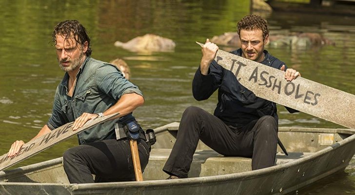 Andrew Lincoln y Ross Marquand en 'The Walking Dead'