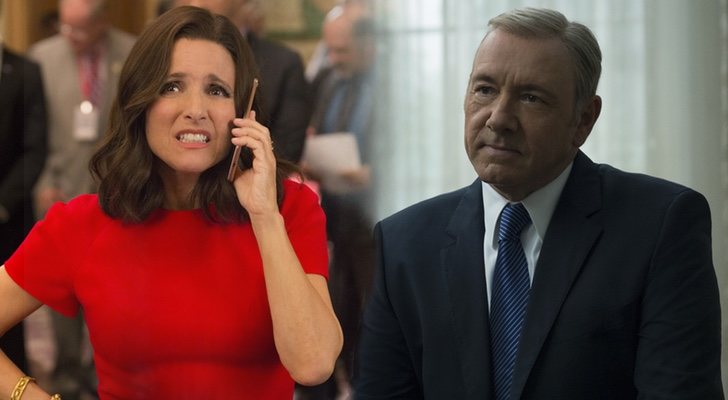 Julia Louis-Dreyfus en 'Veep' y Kevin Spacey en 'House of Cards'