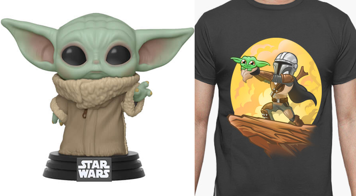 El Funko de Baby Yoda y una camiseta diseñada por AwesomeWear para La Tostadora