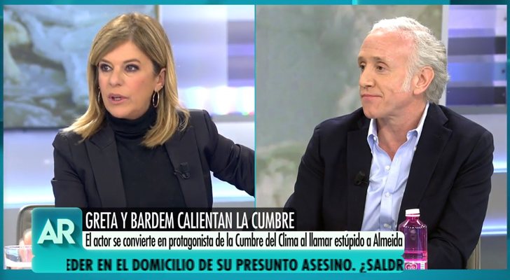 Esther Palomera y Eduardo Inda durante su disputa en 'El programa de Ana Rosa'