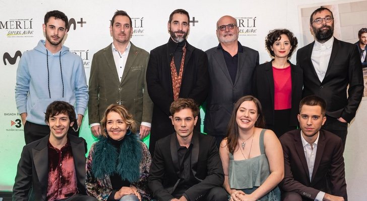 Aitor Montánchez y el equipo de 'Merlí: Sapere Aude' en la presentación de Barcelona