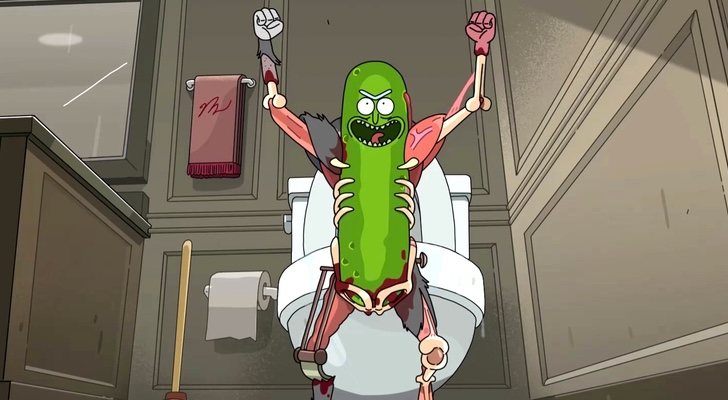 Pickle Rick celebra su victoria