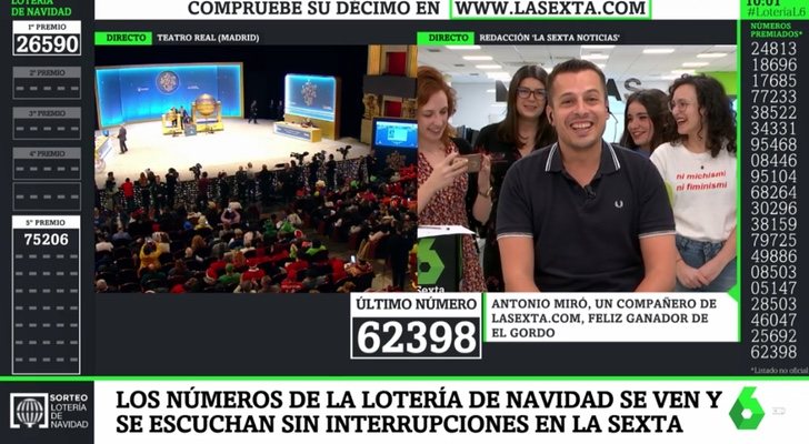 La alegría de Antonio Miró, redactor de laSexta