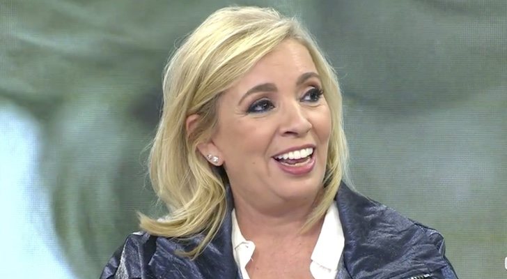 Carmen Borrego en el plató de 'Viva la vida' viendo su inocentada