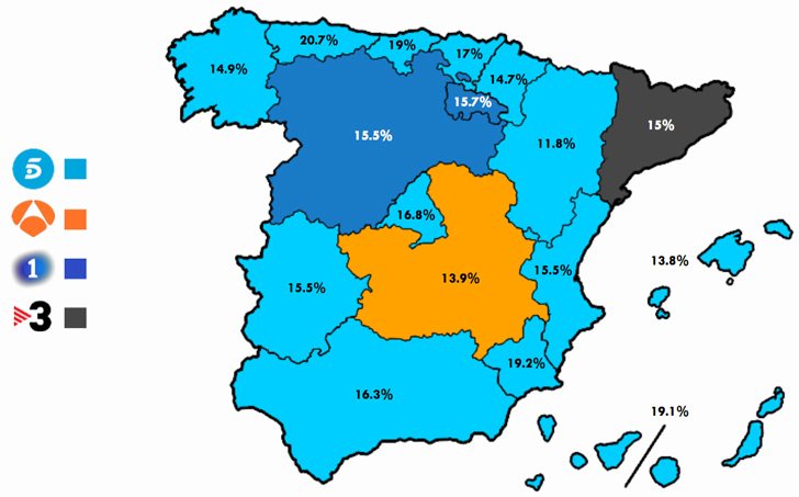 Liderazgo por comunidades autónomas en diciembre 2019