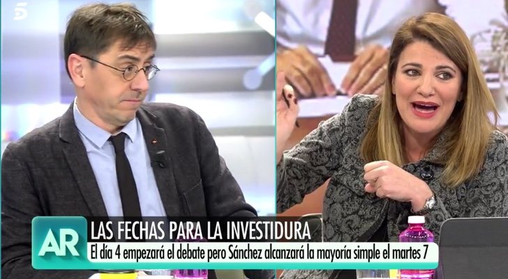 Enfrentamiento entre Juan Carlos Monedero y María Claver en 'El programa de Ana Rosa'