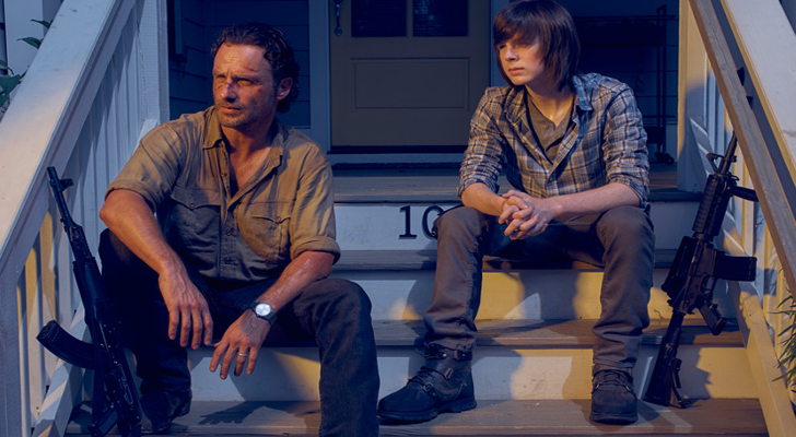 Carl y Rick Grimes, interpretados por Andrew Lincoln y Chandler Riggs para 'The Walking Dead'
