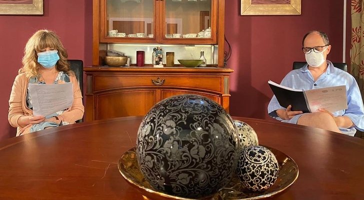 Jordi Sánchez y Nathalie Seseña, con mascarillas en las grabaciones de 'La que se avecina'